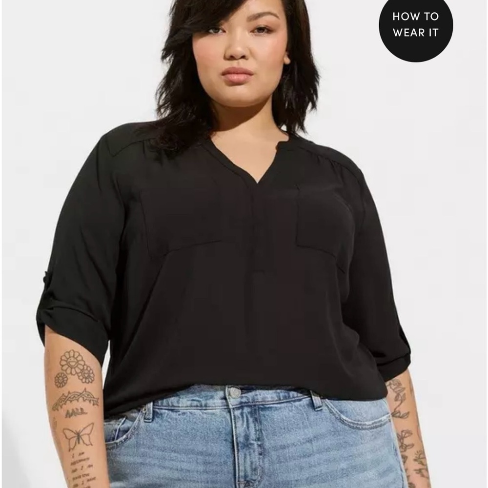 Women's Black V-Neck Top
